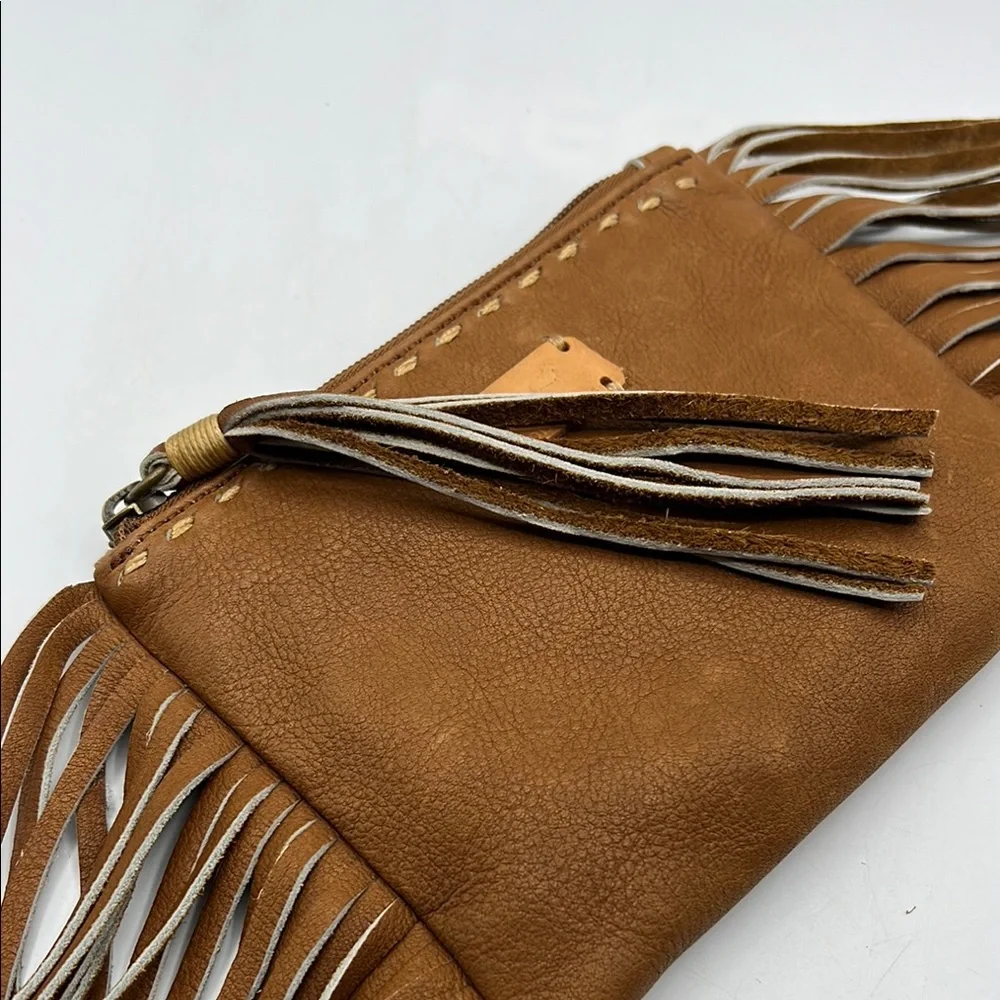 Fredd+Basha Brown‎ Fringe Clutch Boho Western Chic